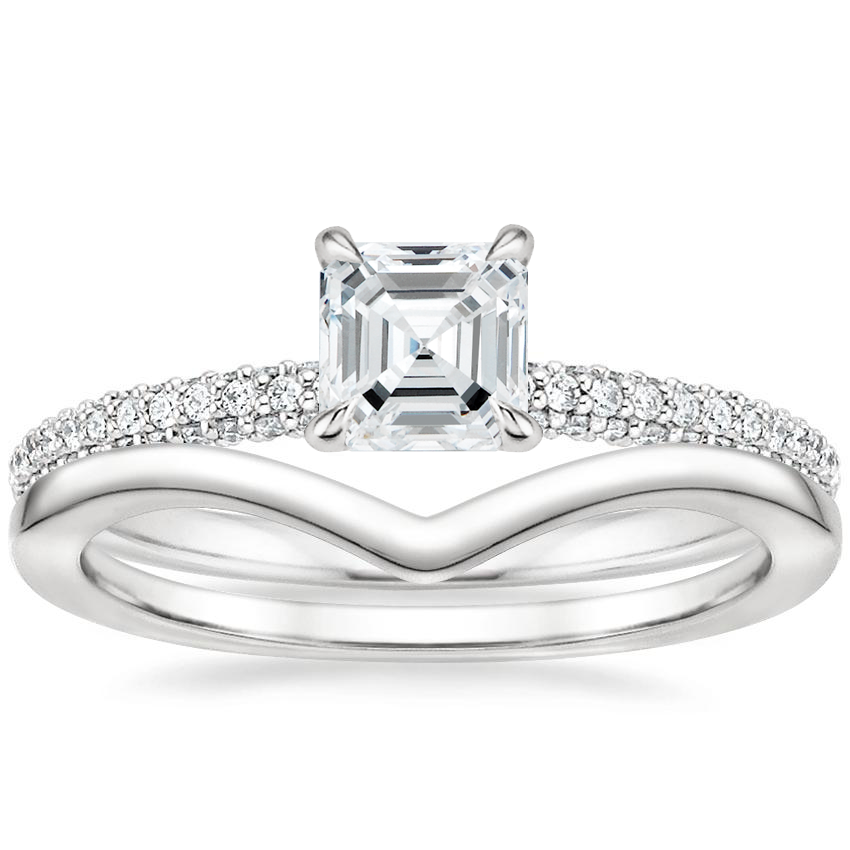 18K White Gold Valencia Diamond Ring with Chevron Ring Brilliant